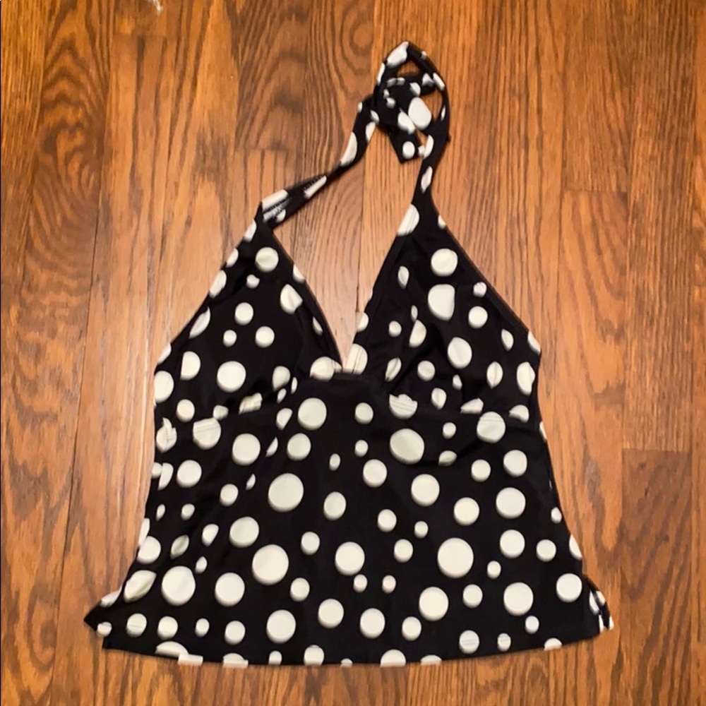 Jantzen halter tankini bikini top polka dot black
